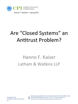 Closed Systems” an An�Trust Problem?