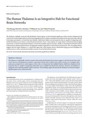 The Human Thalamus Is an Integrative Hub for Functional Brain Networks