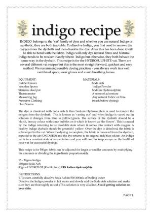 Indigo Recipe