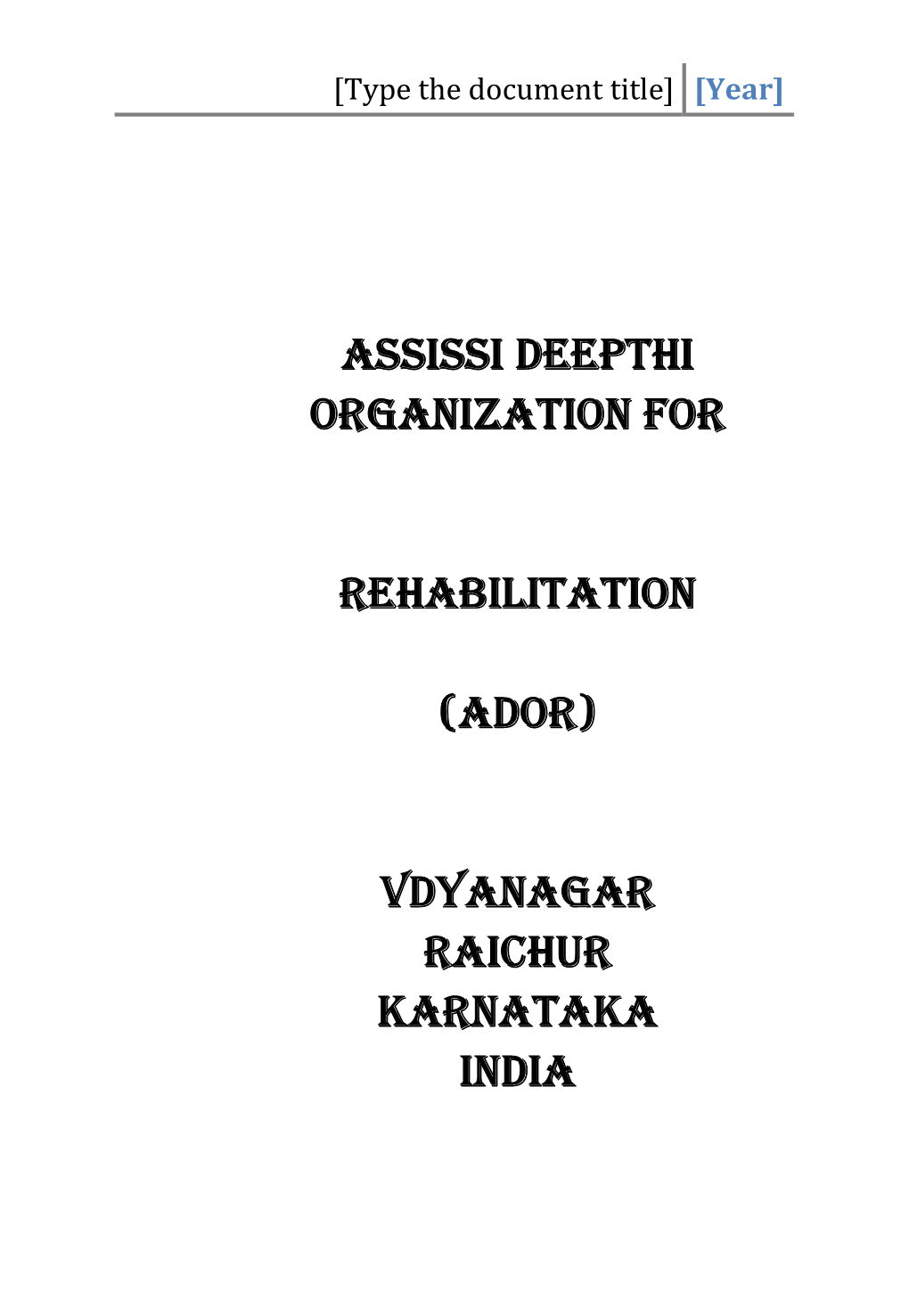 Annual Report, CBR Project, Raichur, Karnataka, India
