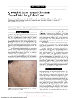 Q-Switched Laser-Induced Chrysiasis Treated with Long-Pulsed Laser