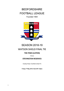 Bedfordshire Football League Season 2018-19
