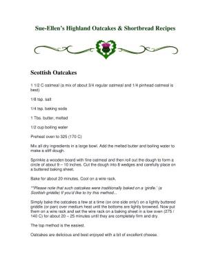 Sue-Ellen's Highland Oatcakes & Shortbread Recipes Scottish