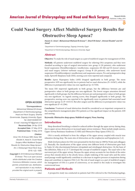 Could Nasal Surgery Affect Multilevel Surgery Results for Obstructive Sleep Apnea?