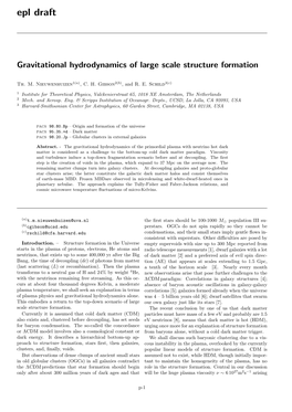 Gravitational Hydrodynamics of Large Scale Structure Formation