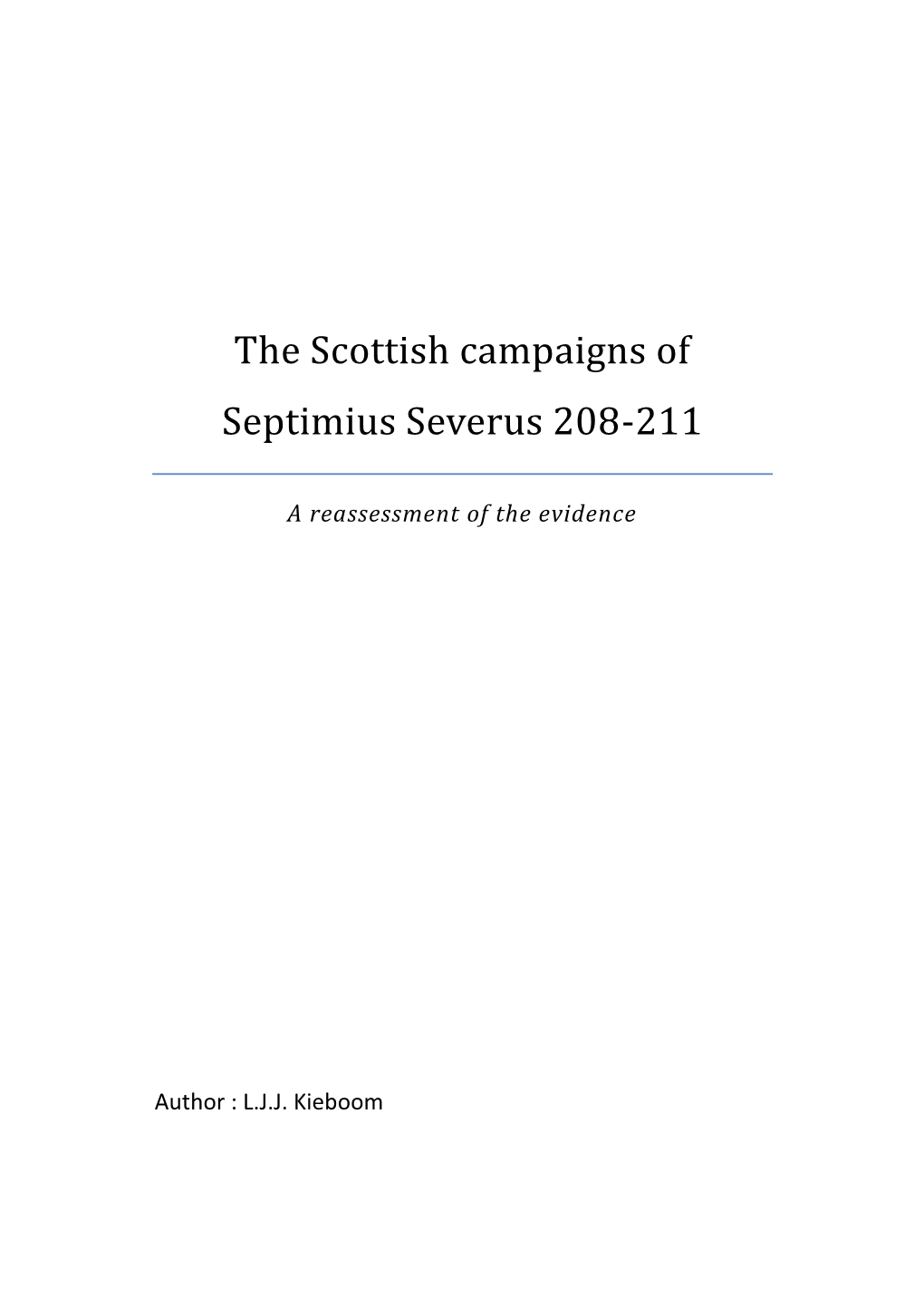 The Scottish Campaigns of Septimius Severus 208-211