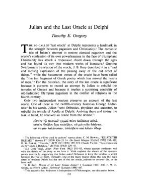 Julian and the Last Oracle at Delphi , Greek, Roman and Byzantine Studies, 24:4 (1983:Winter) P.355