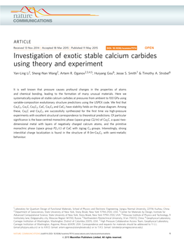 Investigation of Exotic Stable Calcium Carbides Using Theory and Experiment