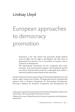 European Approaches to Democracy Promotion