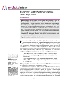 Trump Voters and the White Working Class Stephen L