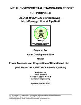 IEE Report for LILO of 400 KV D/C Vishnuprayag