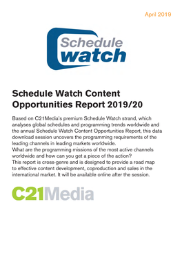 Schedule Watch Content Opportunities Report 2019/20