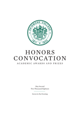 2018 Skidmore College Honors Convocation