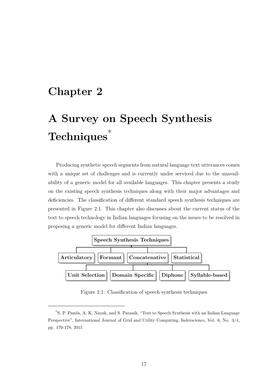 Chapter 2 a Survey on Speech Synthesis Techniques