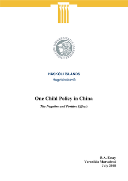 One Child Policy in China