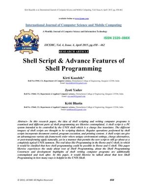 Shell Script & Advance Features of Shell Programming