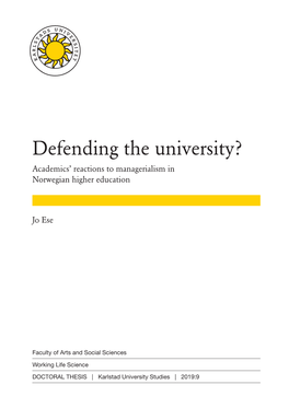 Defending the University? 2019:9