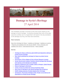 Damage to Syria's Heritage 27 April 2014