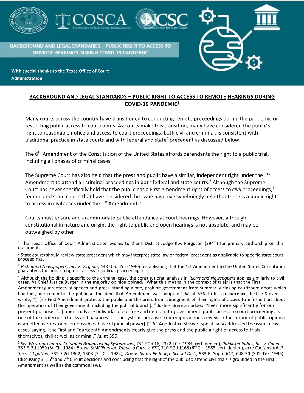 Public Right to Access to Remote Hearings During Covid-19 Pandemic1