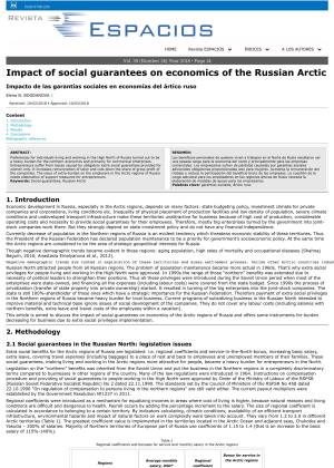 Impact of Social Guarantees on Economics of the Russian Arctic