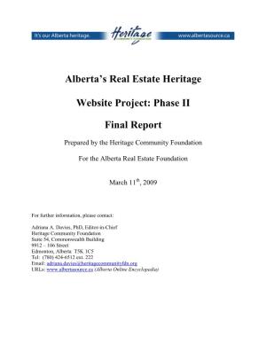 Alberta's Real Estate Heritage Website Project: Phase II Final Report