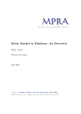 Stock Market in Pakistan: an Overview