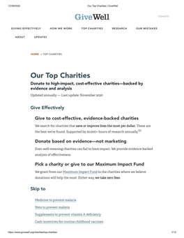 Our Top Charities | Givewell