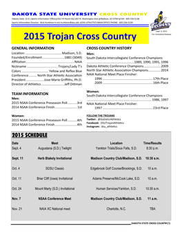 2015 Trojan Cross Country for Immediate Release