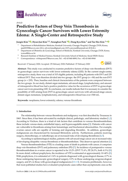 Predictive Factors of Deep Vein Thrombosis in Gynecologic Cancer Survivors with Lower Extremity Edema: a Single-Center and Retrospective Study