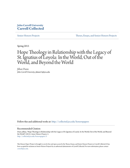 Hope Theology in Relationship with the Legacy of St. Ignatius of Loyola