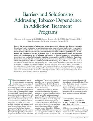 Barriers and Solutions to Addressing Tobacco Dependence in Addiction Treatment Programs
