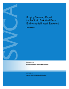 Scoping Summary Report for the South Fork Wind Farm Environmental Impact Statement