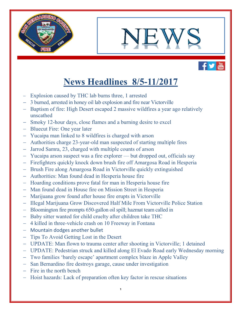 News Headlines 8/5-11/2017