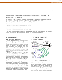 Construction, Pattern Recognition and Performance of the CLEO III Lif-TEA RICH Detector M