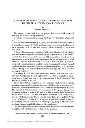 In Finite Supersolvable Groups