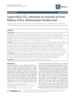 Supercritical CO2 Extraction of Essential Oil from Kabosu
