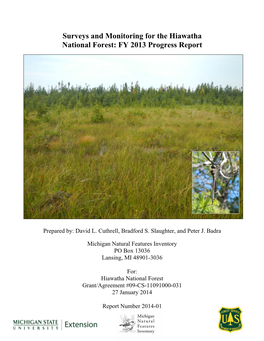 Surveys and Monitoring for the Hiawatha National Forest: FY 2013 Progress Report