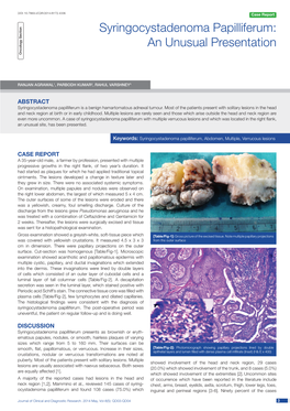 Syringocystadenoma Papilliferum: an Unusual Presentation Oncology Section