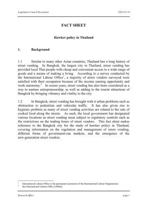 Hawker Policy in Thailand