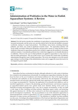 Administration of Probiotics in the Water in Finfish Aquaculture Systems