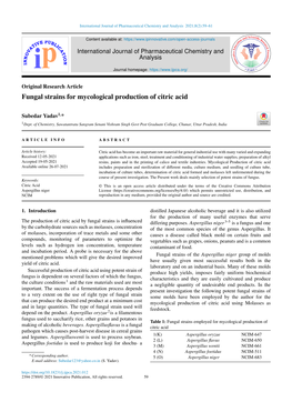 Fungal Strains for Mycological Production of Citric Acid