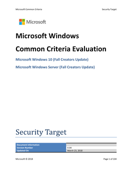 Microsoft Windows Common Criteria Evaluation Security Target