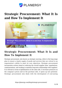 Strategic Procurement: What It Is and How to Implement It