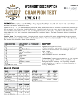 Champion Test Levels 1-3