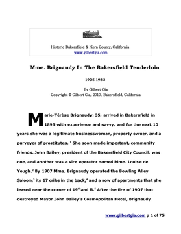 Mme. Brignaudy in the Bakersfield Tenderloin