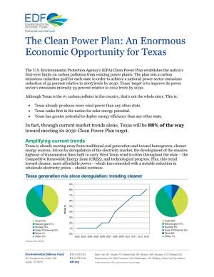 The Clean Power Plan: an Enormous Economic Opportunity for Texas