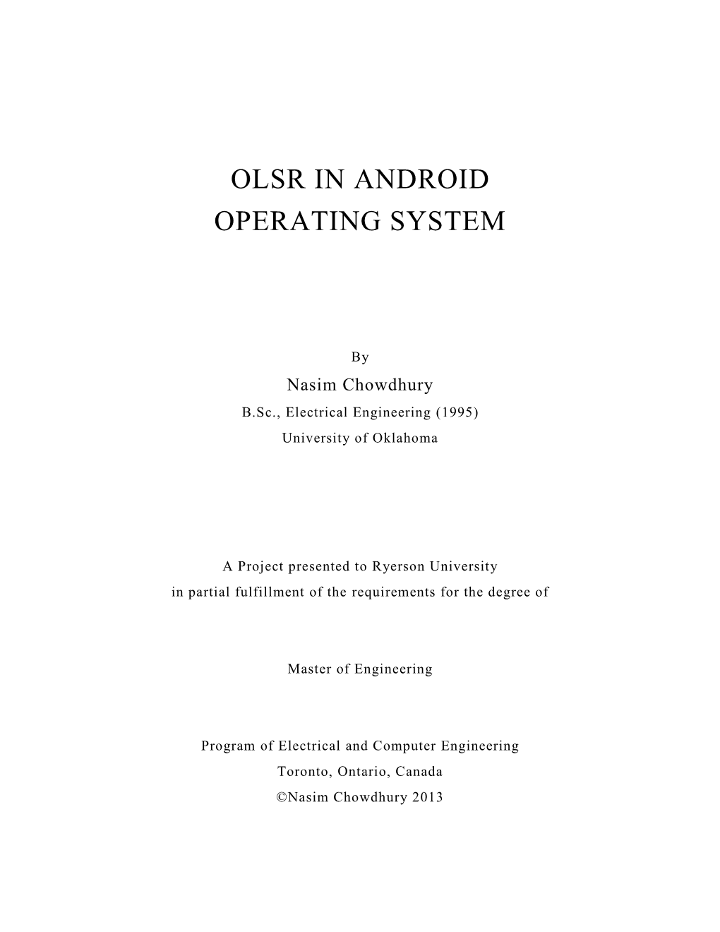 Olsr in Android Operating System