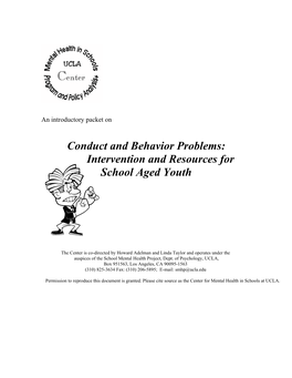 Conduct and Behavior Problems: Intervention and Resources for School Aged Youth
