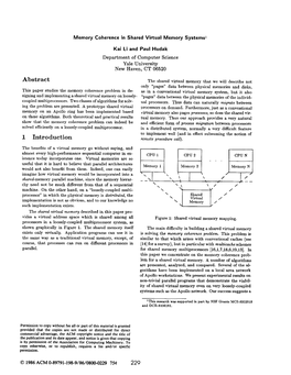 Memory Coherence in Shared Virtual Systems