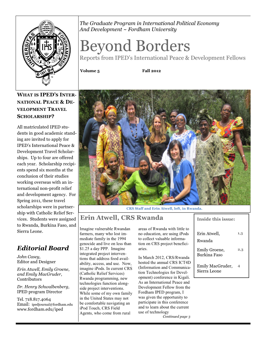 Beyond Borders Reports from IPED’S International Peace & Development Fellows